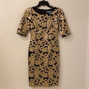 Antonio Melani Black and Gold Sequin Dress